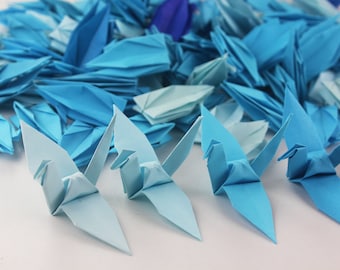 1000 Blue Shades Solid Color Origami Paper Cranes Paper Bird Crane for String Garland Wedding Decoration Birthday Party Gift