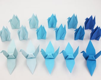 100 Blue Gradation Tones Origami Paper Cranes Blue Shades Color Paper Bird Crane for Wedding Decoration Birthday Party Gift