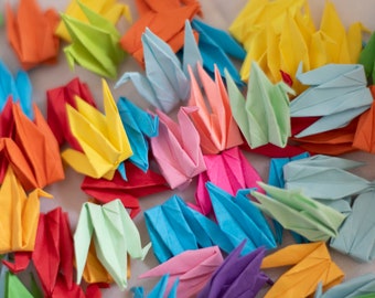 100 Mini Bird 5cm Size Origami Rainbow Mix Colors Paper Cranes Multi Red Pink Orange Yellow Green Blue Purple Bird Paper Crane
