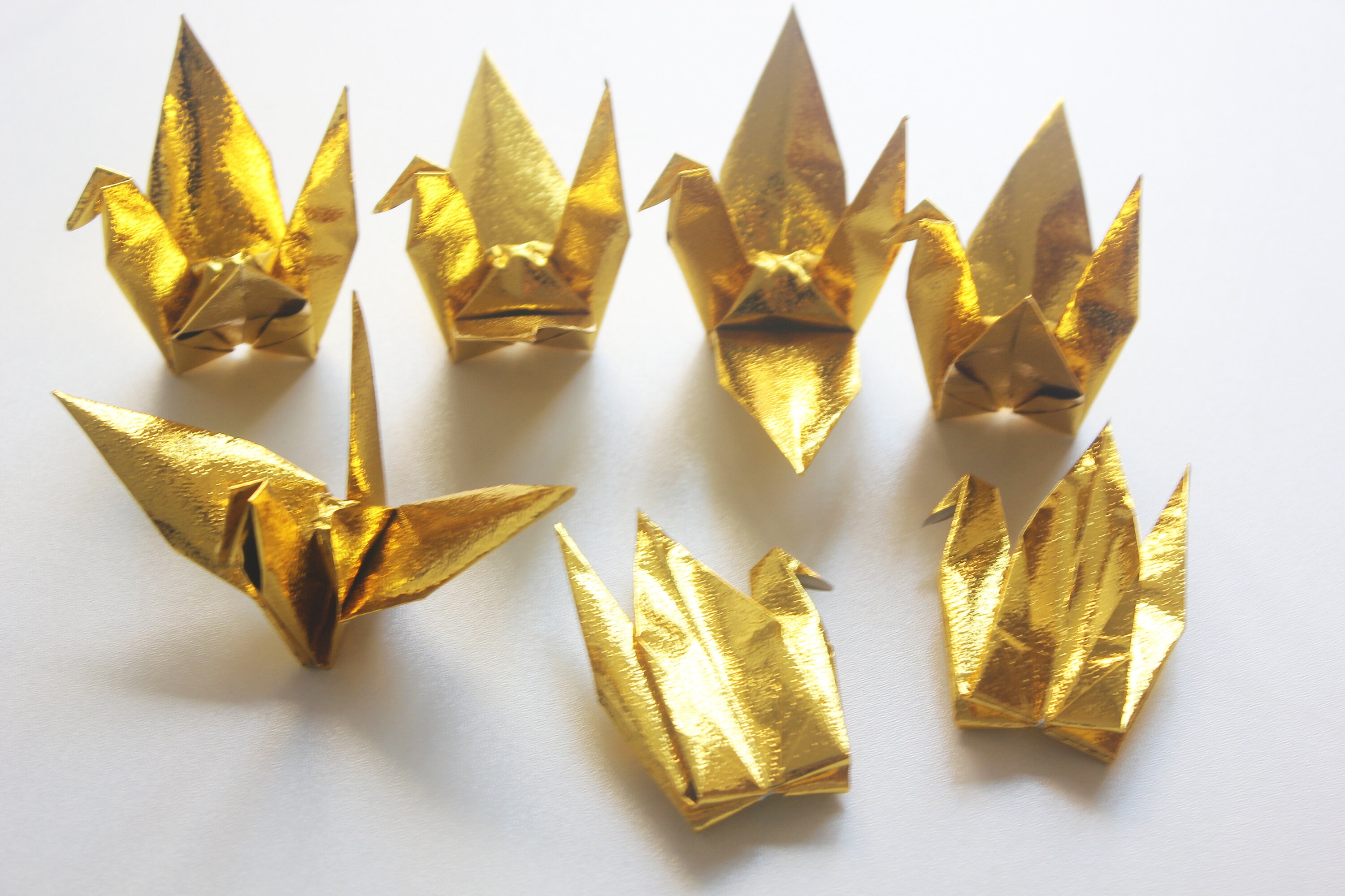 100 Origami metalizado oro papel grúas brillante lámina plata Etsy