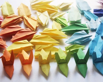 1000 Origami Rainbow Mix Colors Paper Cranes Multi Red Pink Orange Yellow Green Blue Purple Bird Paper Crane for Wedding Backdrop Strings