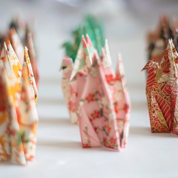 20 Origami japanische Chiyogami Papier große Kräne Yuzen Washi Vogel Kirschblüte Kran ich Farben Hochzeit Dekoration Party Dekoration Veranstaltungen