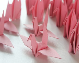 1000 Pink Solid Color Origami Paper Cranes Handmade Paper Bird Crane for String Garland Wedding Decoration