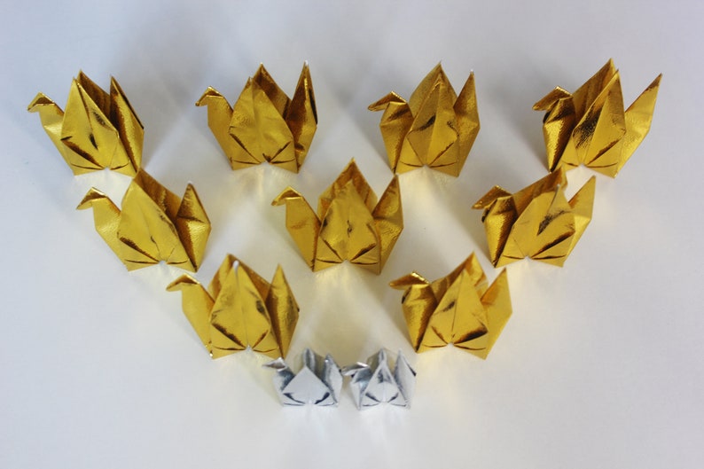 100 Origami metalizado oro papel grúas brillante lámina plata Etsy España