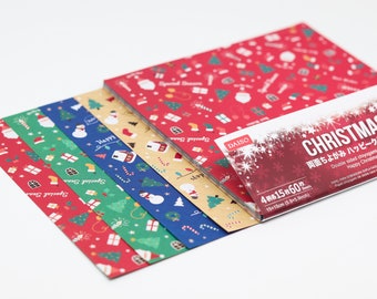 Christmas Chiyogami Origami Paper – 60 Sheets 5.9 x 5.9 inch – Yuzen Chiyogami Washi Paper Pack – Holiday Patterns – Japanese Paper Art