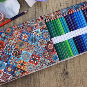 Pochette enroulable pour crayons de couleur en toile, emballage en rouleau pour stylos de rangement en coton, organiseur de crayons à dessin cadeau pour artistes