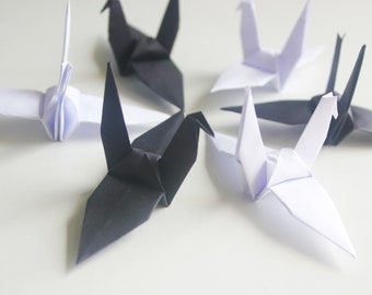 60 zwarte origami papieren kraanvogels wit papier vogelkraan voor bruiloft verjaardagsfeest Japanse bruiloft Valentijnscadeau