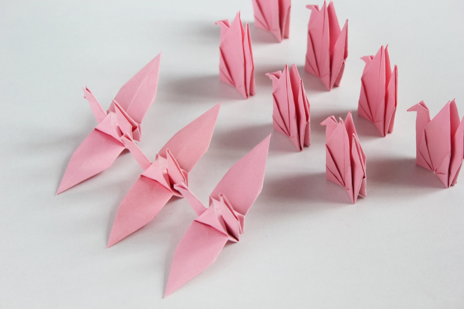100 Pink Origami Paper Cranes Japanese Fold Paper Bird Crane for