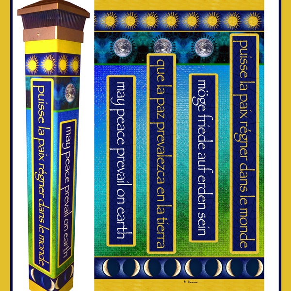 May Peace Prevail on Earth Garden Pole 41" A Sign of Peace with Solar Light Outdoor Decoration