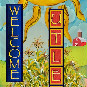 Custom Farm Garden Art Peace Pole with Solar Light 41&quot; Family Last Name Tribute