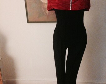 Elegant  Red & Black spandex jumper with stir up leggings