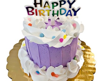 DEZICAKES Fake Mini Cake Lavender Purple Birthday Cake Prop Decoration Dezicakes