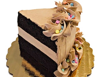 DEZICAKES Fake Cake Slice Chocolate with Confetti Birthday Cake Prop Decoartion Dezicakes