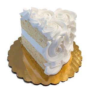 DEZICAKES Fake Slice of Wedding Cake White Rosette Piece of Cake Prop Decoration Dezicakes