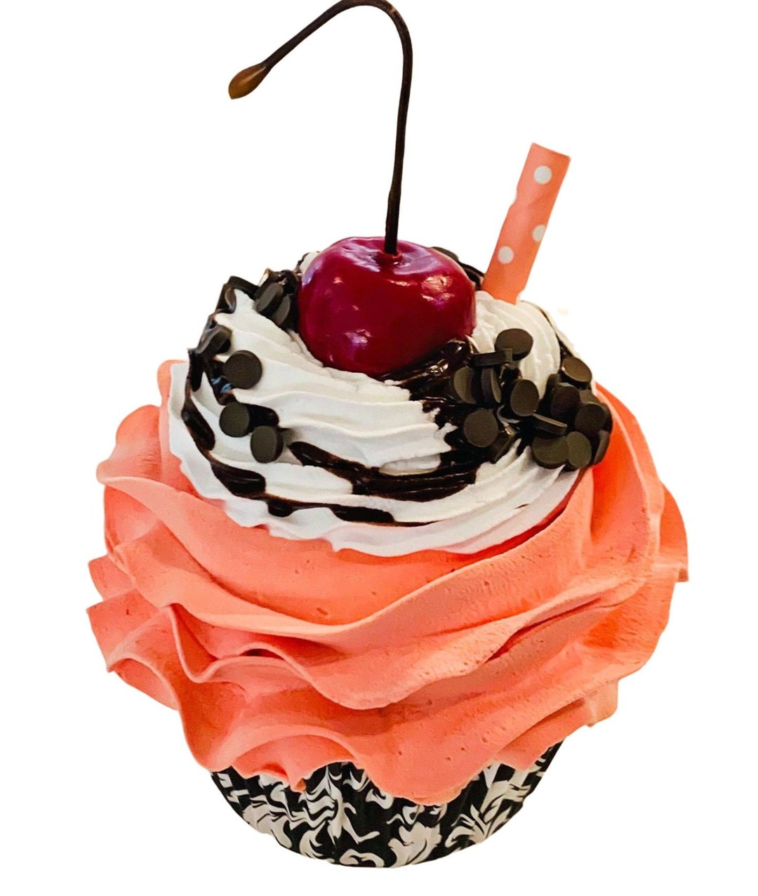 DEZICAKES Fake Cupcakes 3er-Set  Knstliche Lebensmittel, Rosa Konfetti,  Deko Kunstblumen Pink