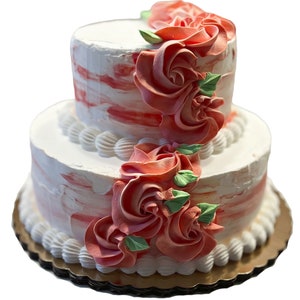 DEZICAKES Fake Wedding Cake Peach/ Coral Two Tier Prp Decoration Dezicakes