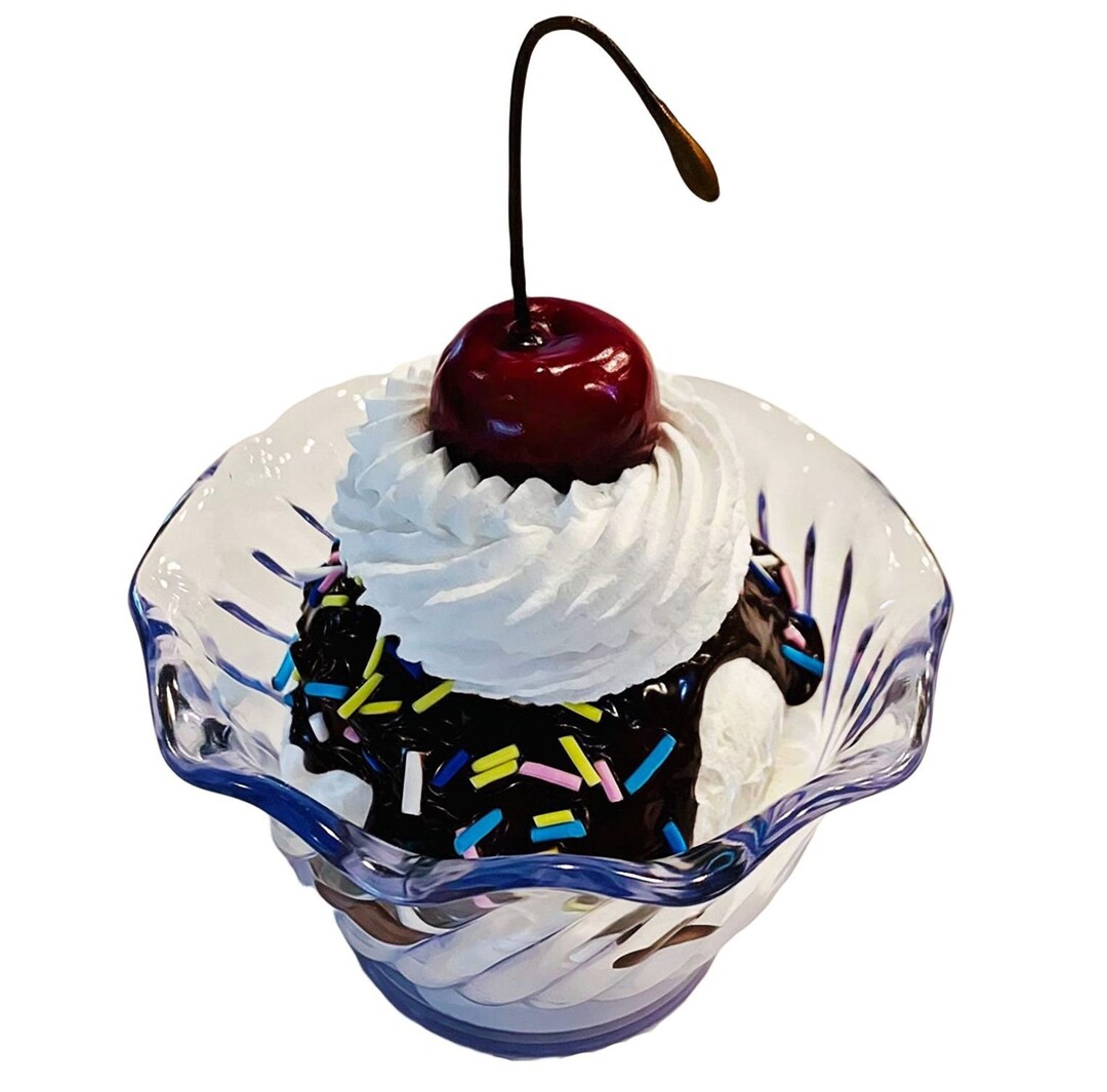 DEZICAKES Fake Ice Cream Sundae Vanilla Hot Fudge Sundae W/ Sprinkles ...