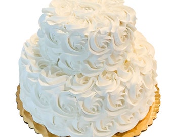 DEZICAKES Fake Wedding Cake White Rosette 2 Tier Cake Prop Decoration Dezicakes