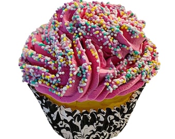 DEZICAKES Fake Cupcake Pink with Pastel Sprinkles Prop Decoraion Dezicakes Fake Cake