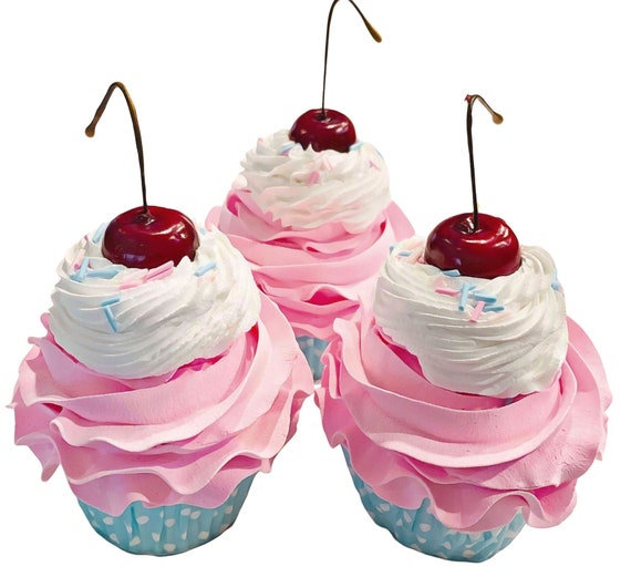 DEZICAKES Cupcake finti Bubble Gum rosa e blu Set di 3 Dezicakes