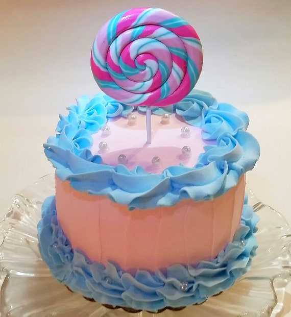 Lollipop Cake Fake Cake Blue Pink Baby Shower Prop Decoration Etsy