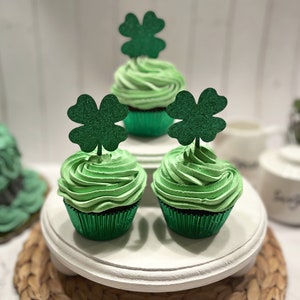 DEZICAKES Fake Cupcakes Green St Patrick's Day Cupcakes Set of 3 Prop Decoration Dezicakes image 2