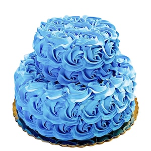 DEZICAKES Fake Cake Two Tier Blue Ombre Rosette Cake Prop Decoration Dezicakes