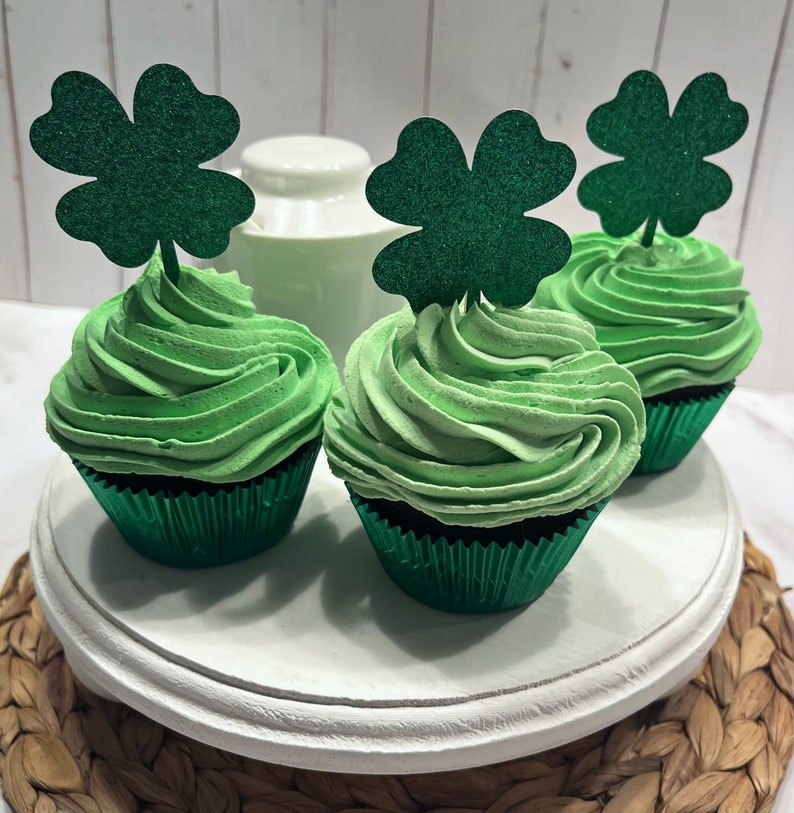 DEZICAKES Fake Cupcakes Green St Patrick's Day Cupcakes Set of 3 Prop Decoration Dezicakes image 7