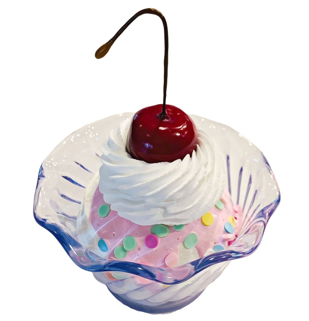 DEZICAKES Fake Ice Cream Sundae Pink Confetti Birthday Cake Sundae Prop ...