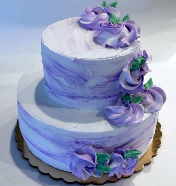 Fake Wedding Cake Purple White Two Tier Cake Prop Decoration Etsy