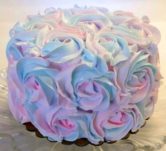 Fake Cake Cotton Candy Swirl Pink Blue Rosette Cake Prop Etsy