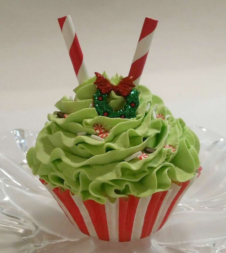 Fake Cupcake Green Christmas Prop Decoration Dezicakes Etsy