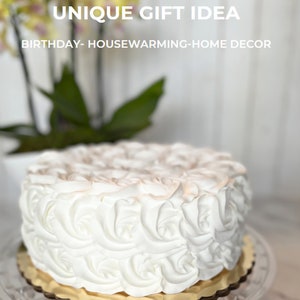 DEZICAKES Fake Cake White Rosette Wedding Prop Decoration Dezicakes image 4