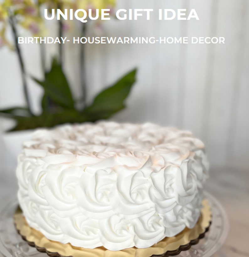 DEZICAKES Fake Cake White Rosette Wedding Prop Decoration Dezicakes image 4