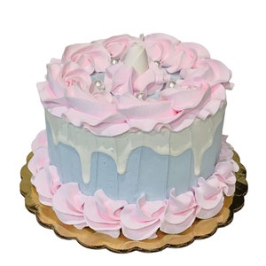 DEZICAKES Fake Cake Shabby Chic Pink & Green with Pearls Prop Decoration Dezicakes