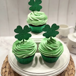 DEZICAKES Fake Cupcakes Green St Patrick's Day Cupcakes Set of 3 Prop Decoration Dezicakes image 3