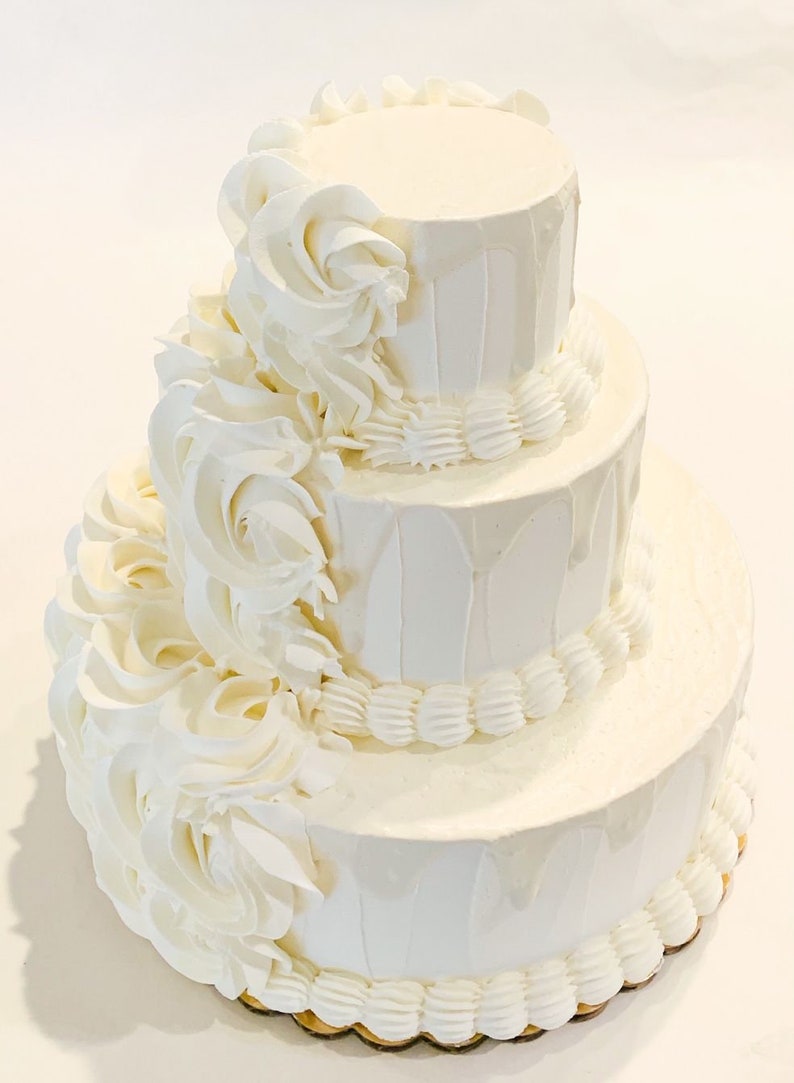 Fake Wedding Cake 3 Tier Ivory Rosette Drizzle Prop Decoration Etsy