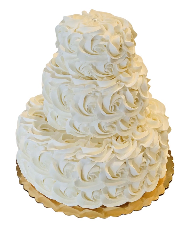 DEZICAKES Fake Wedding Cake 3 Tier Ivory Rosette Prop Etsy