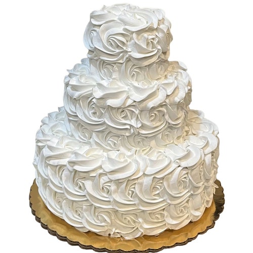 DEZICAKES Fake Wedding Cake 3 Tier White Rosette Cake Prop Etsy