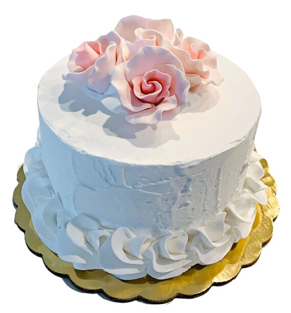 Faux Gateau Rose Et Gateau De Mariage Blanc Avec Roses Roses Etsy