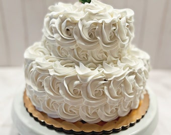 DEZICAKES Fake Cake Two Tier Half & Half Chocolate Drizzle White