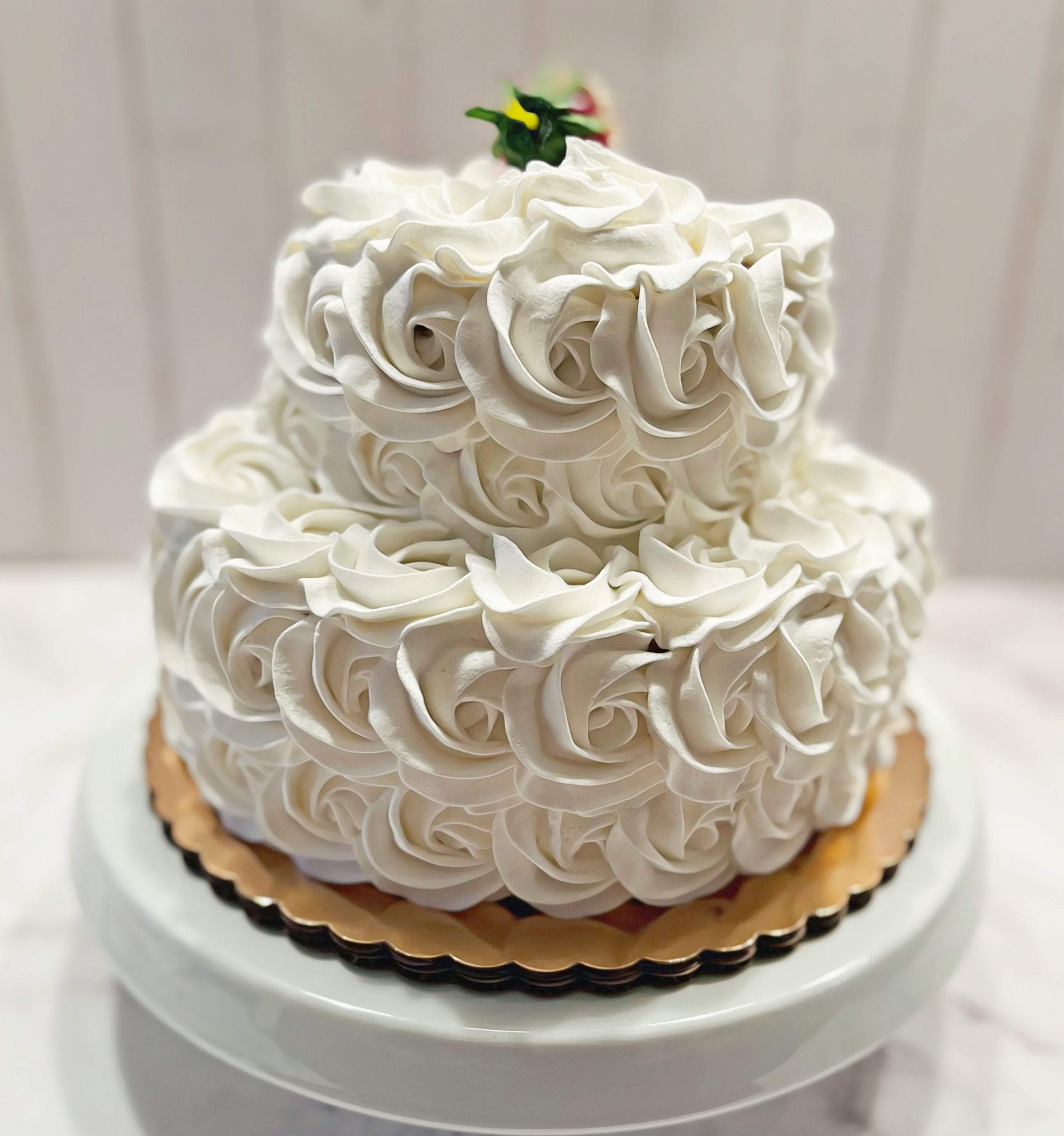 DEZICAKES Fake Cake Two Tier Half & Half Chocolate Drizzle White