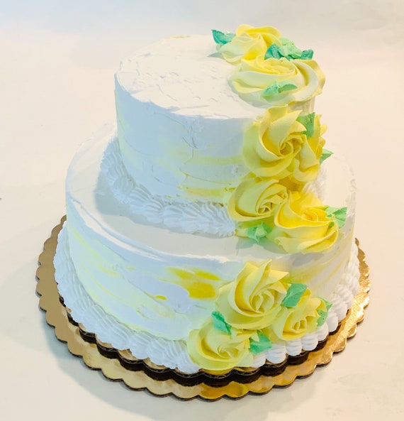 Faux Gateau De Mariage Baby Shower Cake Jaune Blanc Deux Etsy