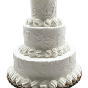 DEZICAKES Fake Wedding Cake 3 Tier Wedding Cake White Textured 3 Tier Cake Prop Decoration Dezicakes