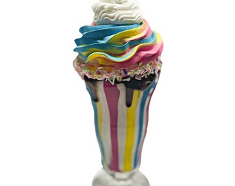DEZICAKES Fake Milkshake Birthday Cake CraziShake Pink Blue Tall Glass Parfait Prop Decoration Dezicakes