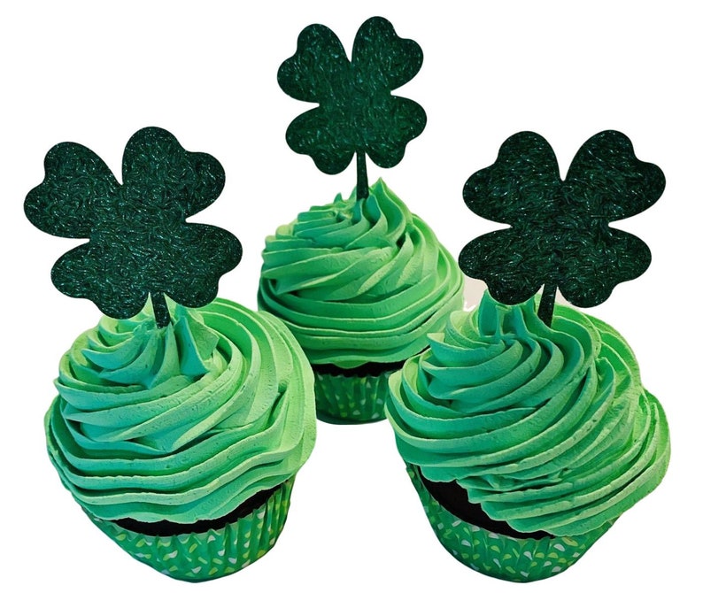 DEZICAKES Fake Cupcakes Green St Patrick's Day Cupcakes Set of 3 Prop Decoration Dezicakes image 1