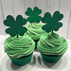 DEZICAKES Fake Cupcakes Green St Patrick's Day Cupcakes Set of 3 Prop Decoration Dezicakes image 4