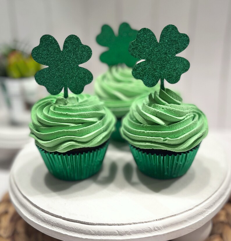 DEZICAKES Fake Cupcakes Green St Patrick's Day Cupcakes Set of 3 Prop Decoration Dezicakes image 5