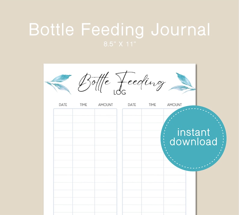 Bottle Feeding Tracker Printable: Daily Baby Feeding Log (digital ...