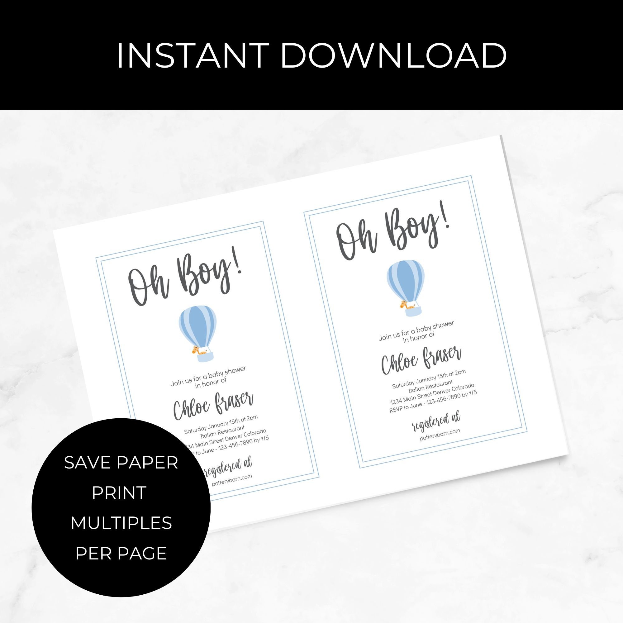 Airplane Birthday Invitation, Stripes Theme, Printable 5x7, Editable ...